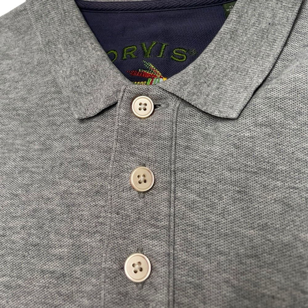 Orvis Polo Shirt Mens XL T Gray 100% Cotton Short Sleeve Fisherman Outdoor Peru - Picture 6 of 11